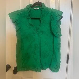 Entro Vibrant Green Ruffled Blouse